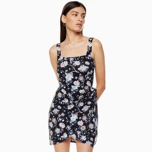 Aritzia Wilfred New Saturn Wrap Mini Dress Blue White Floral Size Small